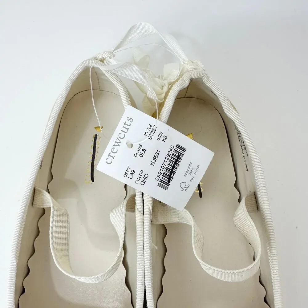 J.Crew Crewcuts Girls Strappy Ballet Flats Golden Honey Metallic Party K3 NWT